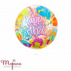 Скляна сфера баблс з малюнком "Happy Birthday!"
