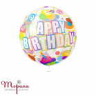 Скляна сфера баблс з малюнком Кексики "Happy Birthday!"