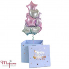 Коробка сюрприз з гелієвим фонтаном куль Happy birthday