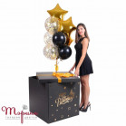 Коробка сюрприз з гелієвим фонтаном куль Happy birthday №2
