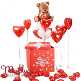 Композиція з гелієвих кульок "Happy Valentines Day"