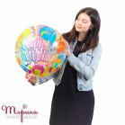 Скляна сфера баблс з малюнком "Happy Birthday!"